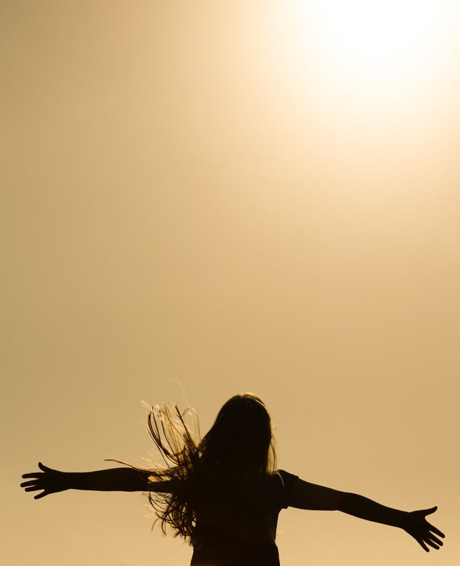 Silhouette of a Girl Looking at the Sun